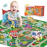 【Übergroßer Kinderteppich】Der Teppich mit Stadtmotiv besteht aus weichem Stoff. Die Größe ist 59 Zoll x 48 Zoll groß. Auf diesem übergroßen Teppich können mehrere Kinder zusammen spielen.