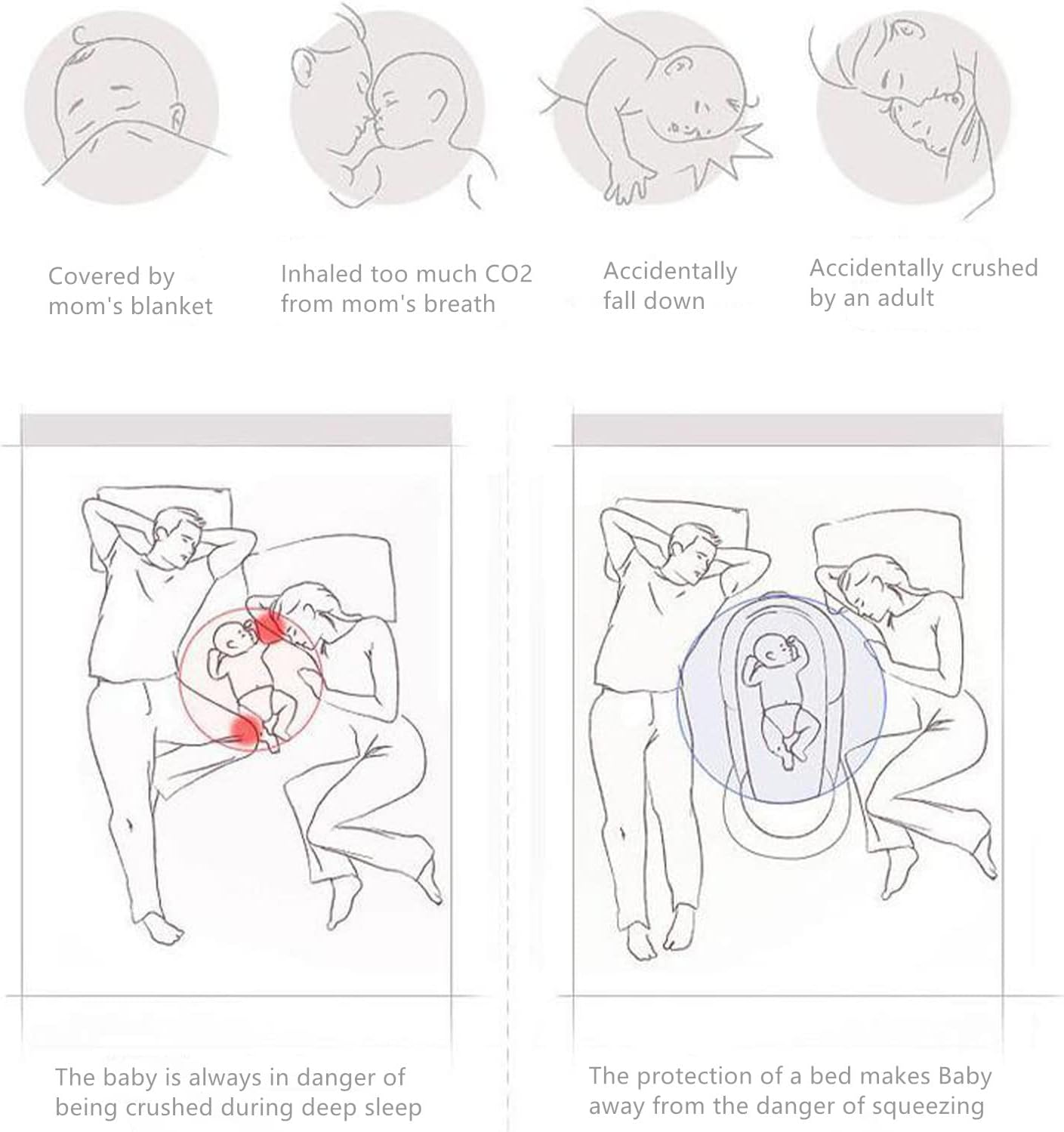 Baby Lounger, Infant Lounger for Newborns 0-24 Months, Breathable Cotton Baby Nest for Tummy Time, Diaper Changes & More, Soft Portable Newborn Essentials for Floor & Bassinet(Blue) - Image 8