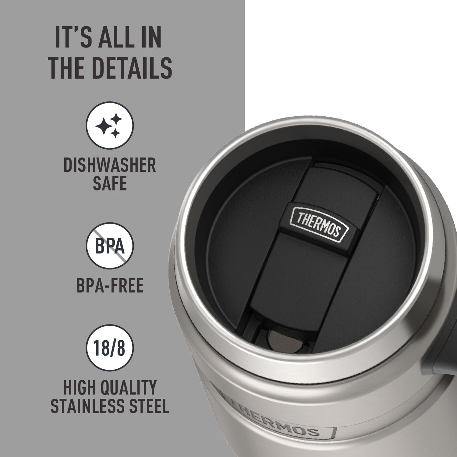 Thermos Taza de café Inoxidable King de 16 onzas Escritorio, Acero Mate