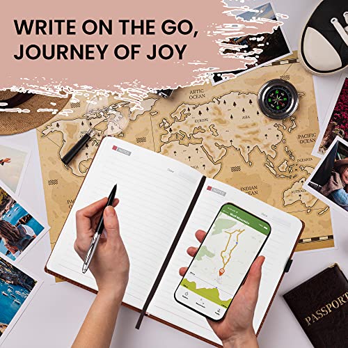 Image of Cubic Diary with Faux Leather Cover for Writing, Planning, Travel, Office Use, 80gsm A5 Paper Size, Hard Cover Binding Journal with Pen Loop, College Ruled Notebook, Color - Brown (176 Pages)