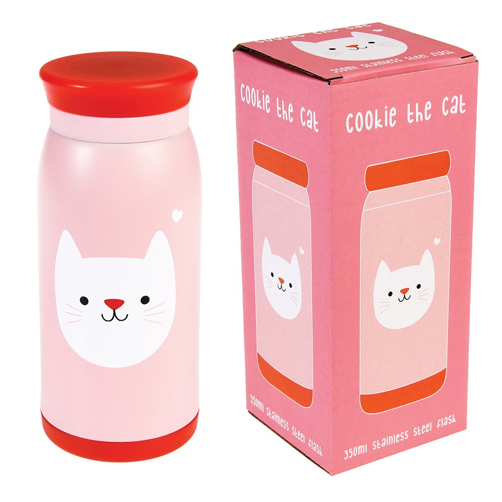 Rex London Multicoloured Children's Stainless Steel Vacuum Flask - Choice Of Design ( Cookie The Cat )