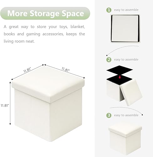 Miniatura 24 de B FSOBEIIALEO - Otomano plegable de piel sintética con almacenamiento Gris,Negro -,Negro 16.5"x12.6"x12.6",Azul,Marrón,Gris