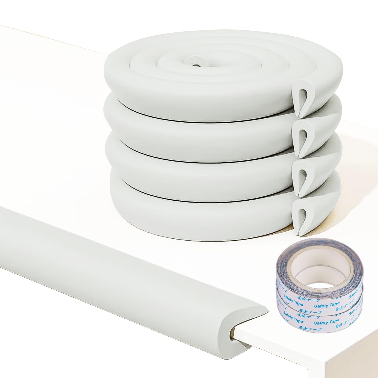 U-Shaped Foam Edge Protectors for Baby Proofing (4m Total) - 2cm Thick Non-Toxic Corner Guards for Coffee Table,Cabinet,Countertop - 4 Colors Safety