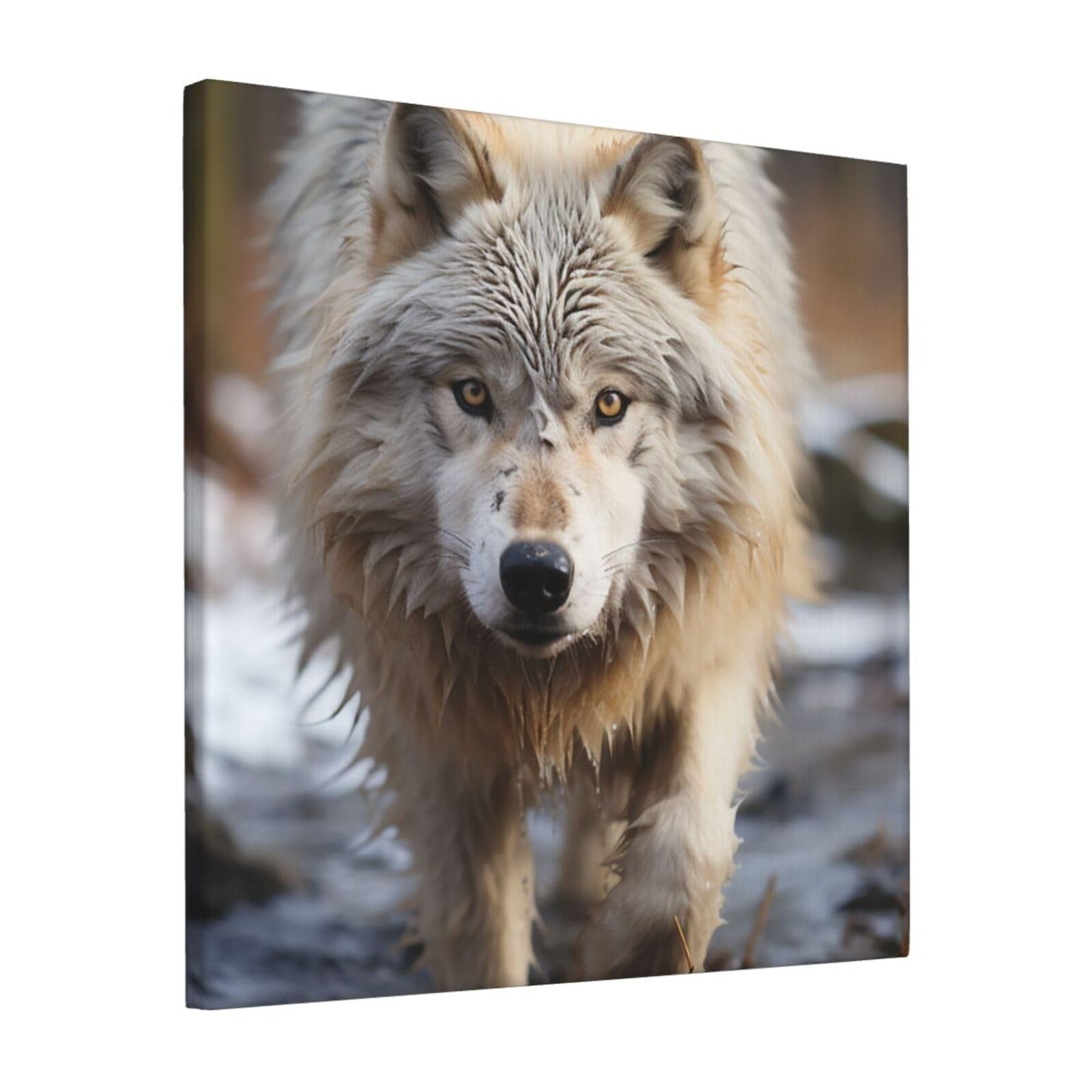 KLOPH Walking Wolf Canvas Wall Art for Living Room 12"x12" Modern Artwork Painting for Bathroom Hanging Canvas Prints Aesthetic Wallart for Bedroom Kitchen Office Wall Decor