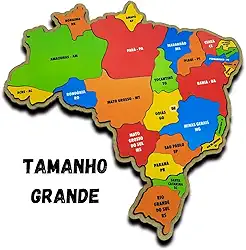 Quebra Cabeça Mapa Do Brasil Em Madeira Infantil Tamanho Grande