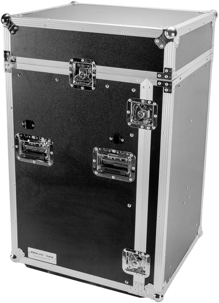 DEEJAY LED TBH11M16UCTLT Fly Drive Case For 19-in Width DJ Amplifier or Mixer or Similarly Sized Equipment 11U Space DJ Rack with Laptop Shelf with Wheels