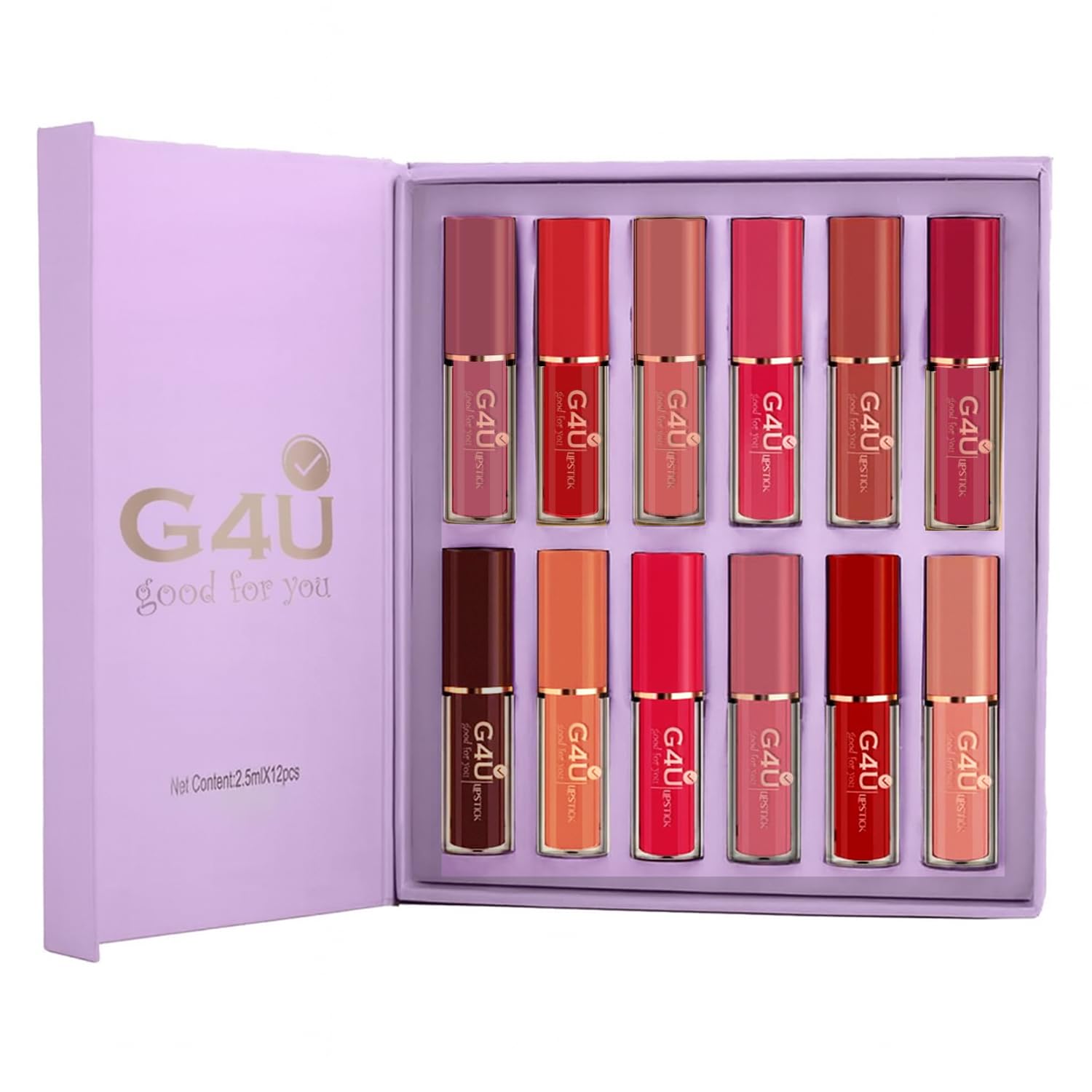 G4U Matte Long Lasting Waterproof Lipstick Set of 12 B | Smudge Proof | Non Transfer | Lip Makeup for Women (Red)-image-21