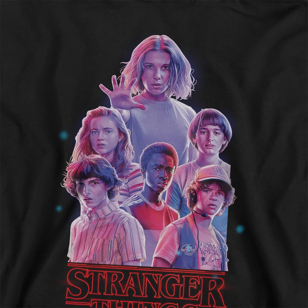 Stranger Things Pink Glow Group Youth Kids Boy Girls Pull-Over Hoodie, Athletic Heather
