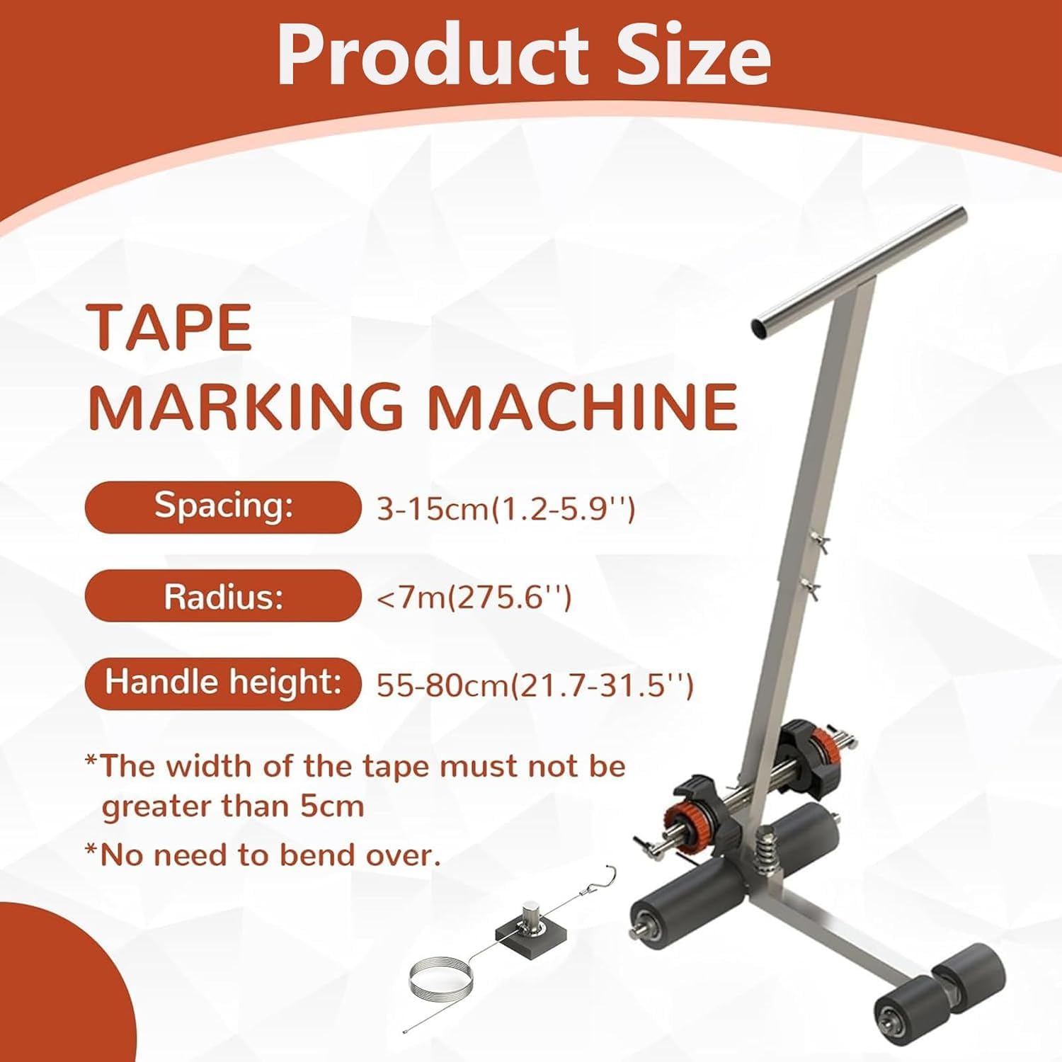 Máquina de cinta de línea de corte, máquina de marcado de cinta, máquinas de rayas de línea de empuje manual, aplicador de cinta para entrada, asfalto, patio trasero, con herramienta de dibujo