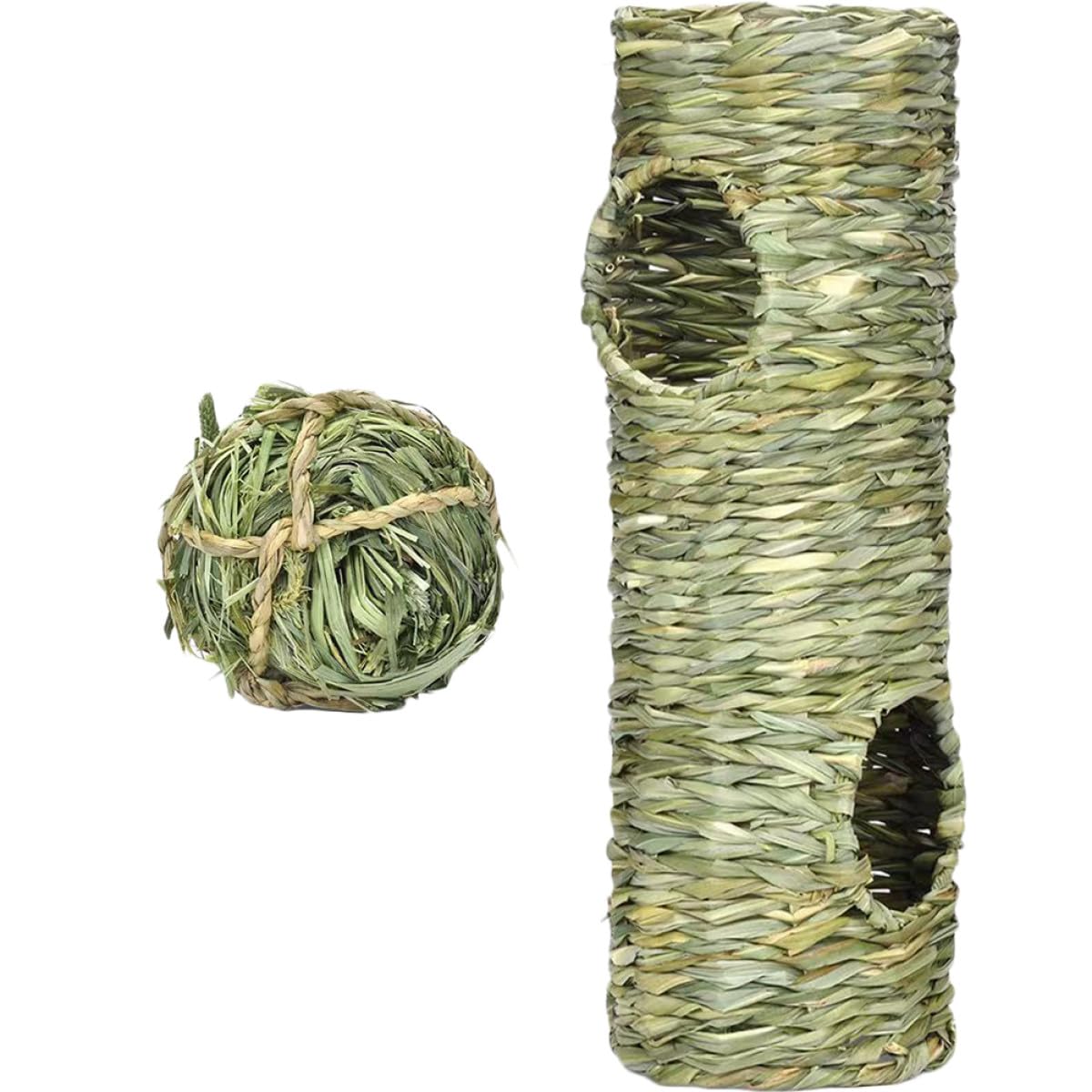 Túnel para gatos SHOWERORO interactivo de ratán con bola Timothy para cachorros y hámsteres