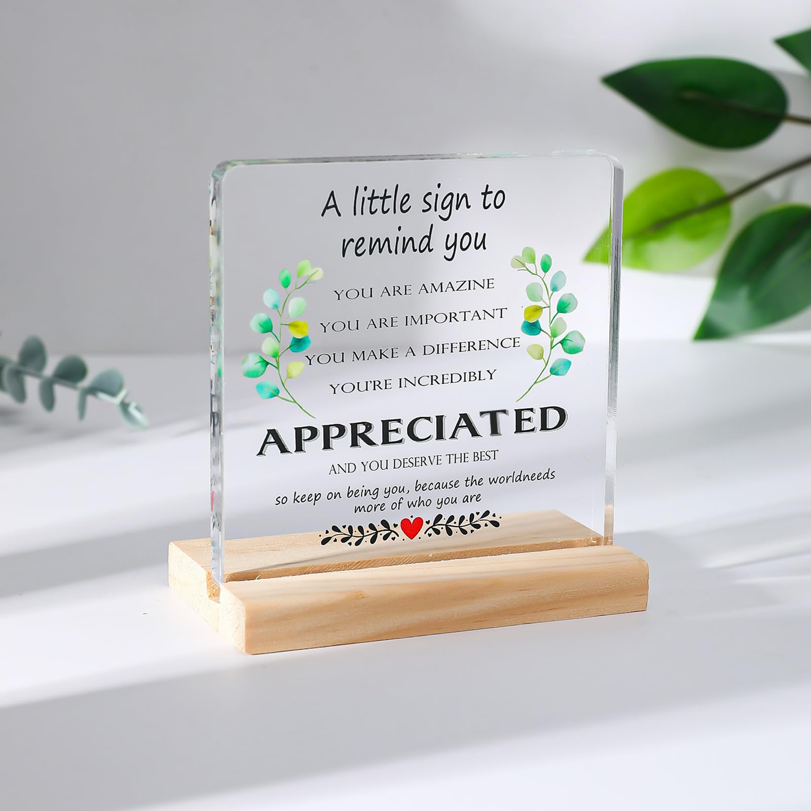 Human Sunshine Appreciation Gifts for Coworker - Motivational Clear Desk Decor Thank You for Women Men Inspirational Quotes Office Sign (4 x 4 Inches)