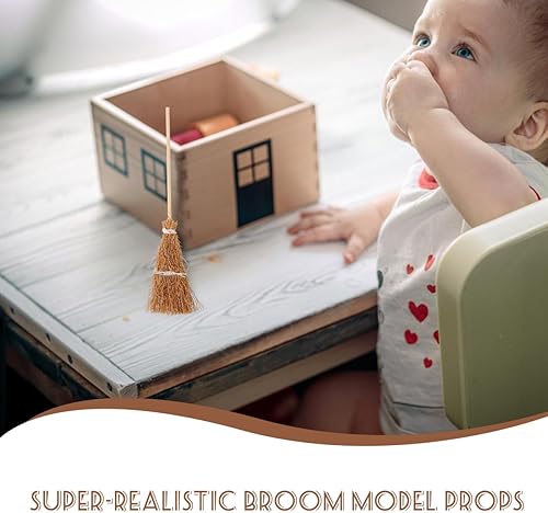 Miniatura 6 de ibasenice 10 piezas en miniatura, mini escoba de bruja de paja, decoración de casa de mago, cuerdas de mano, escobas, accesorios de Navidad, micro