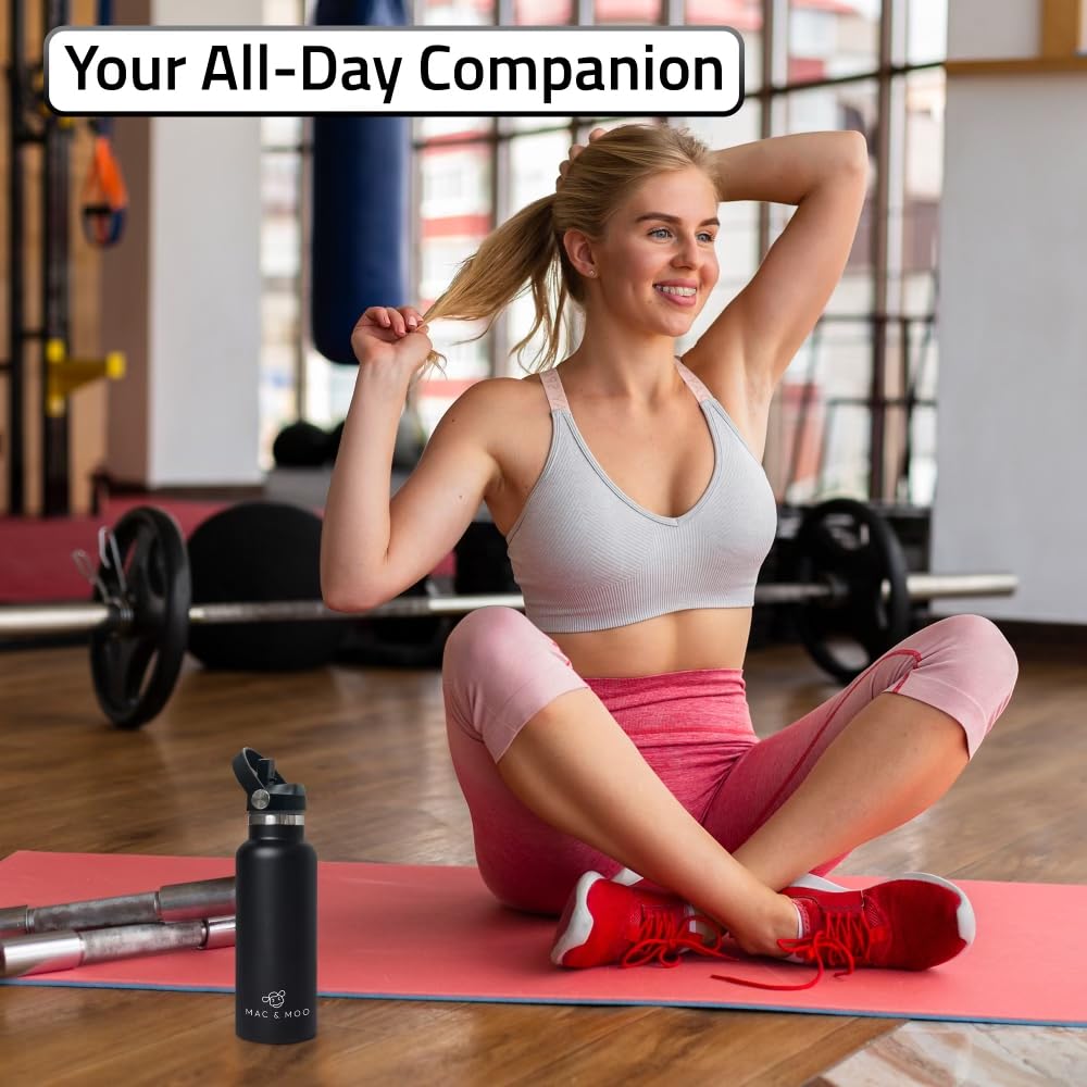 Mac & Moo Insulated Sports Water Bottle, 500ml Triple-Insulated Stainless Steel Water Bottle BPA-Free, Cold and Hot Features - Image 4