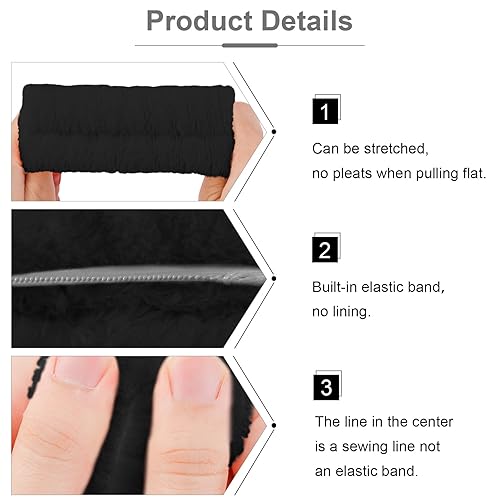 Miniatura 6 de VELSCRUN Paquete de 6 diademas de spa, diadema de maquillaje, diadema de lavado de cara, diademas para el cuidado de la piel, banda de esponja de