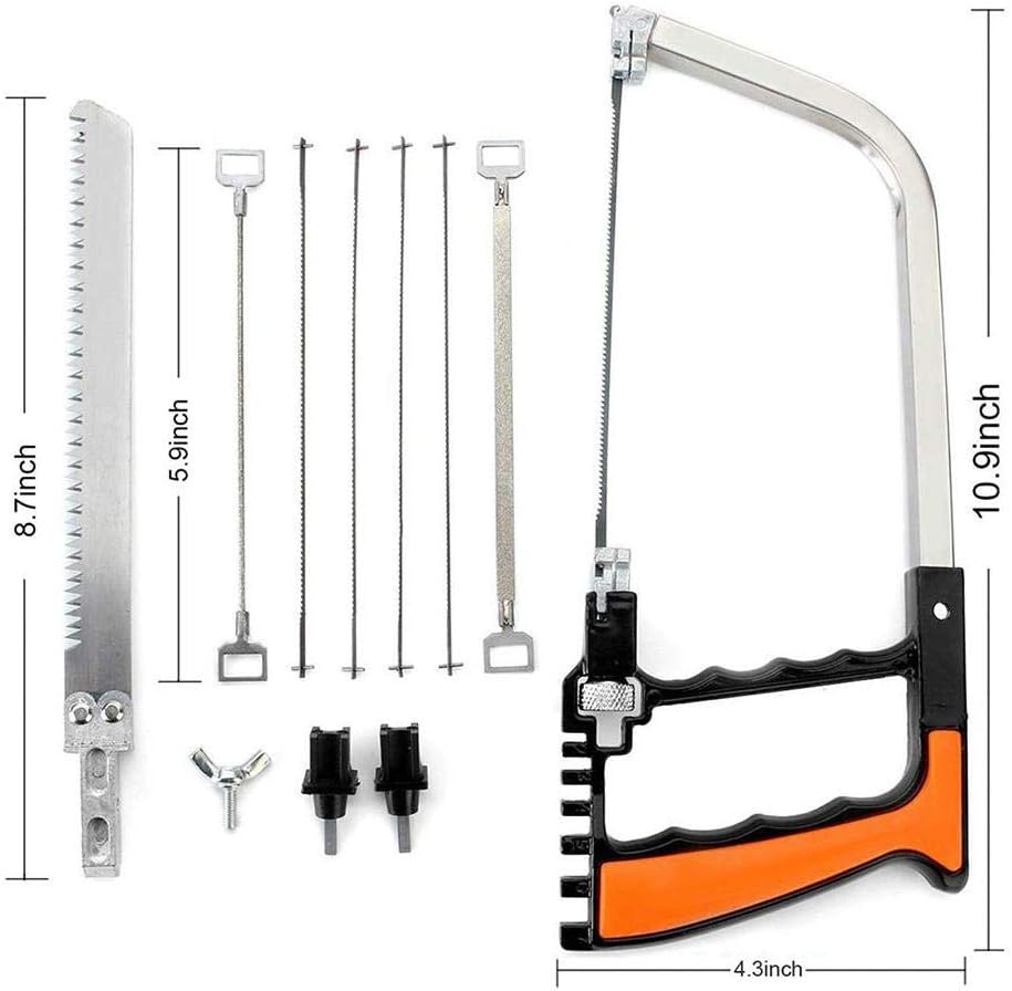12Pcs Multifunction Handsaw Set,Hacksaw,Coping Saw, Bow Saw, Wood Saw, Steel Saw for Cutting Wood, Tile, Glass, Metal, Plastic, Ceramic Hunting, Camping, Pruning, DIY
