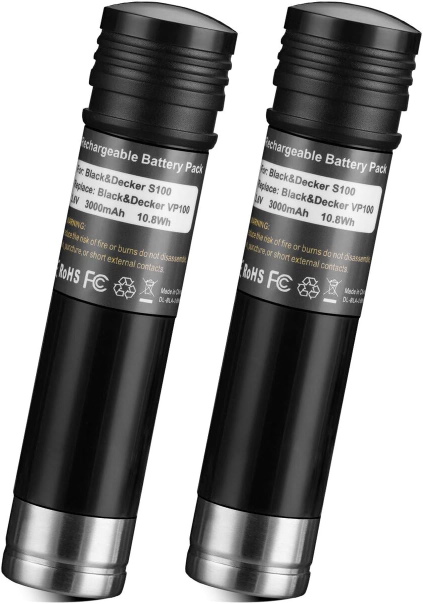 LORDONE 2Pack 3.6V 3000mAh Ni-Mh Replacement Batteries for Black and Decker Versapak Gold VP100 VP100C VP105 VP105C VP110 VP110C VP143 Vp142 Vp7240