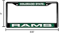 Vista 313 de Rico Industries NCAA Black Laser Cut Chrome Frame 12" x 6" Black Laser Cut Chrome Frame - Car/Truck/SUV Automobile Accessory