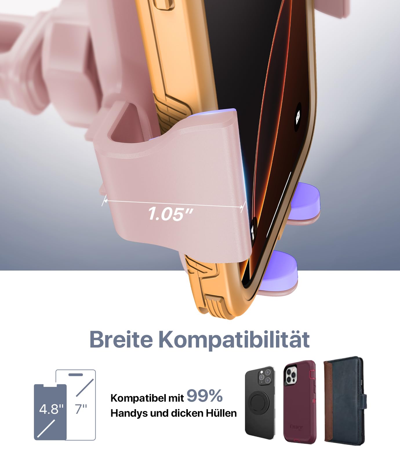 Miracase Handyhalterung Auto Universal [Starker Saugnapf und Metallhaken] kfz Handy Halterung lüftung Armaturenbrett Windschutzscheibe Handyhalter für iPhone Galaxy Alle Smartphone Rosa