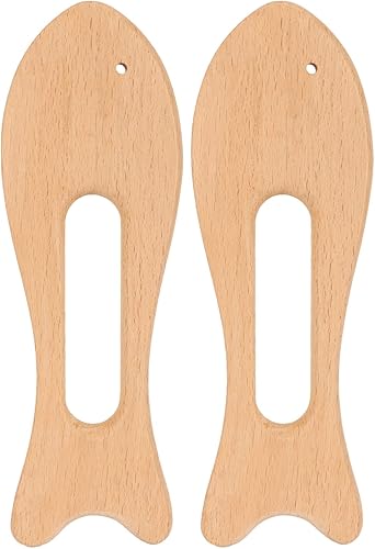 Mothinessto Guasha Massage Tool, Finely Polished Light Portable 2Pcs Fish Shaped Wooden Gua Sha Board for Family