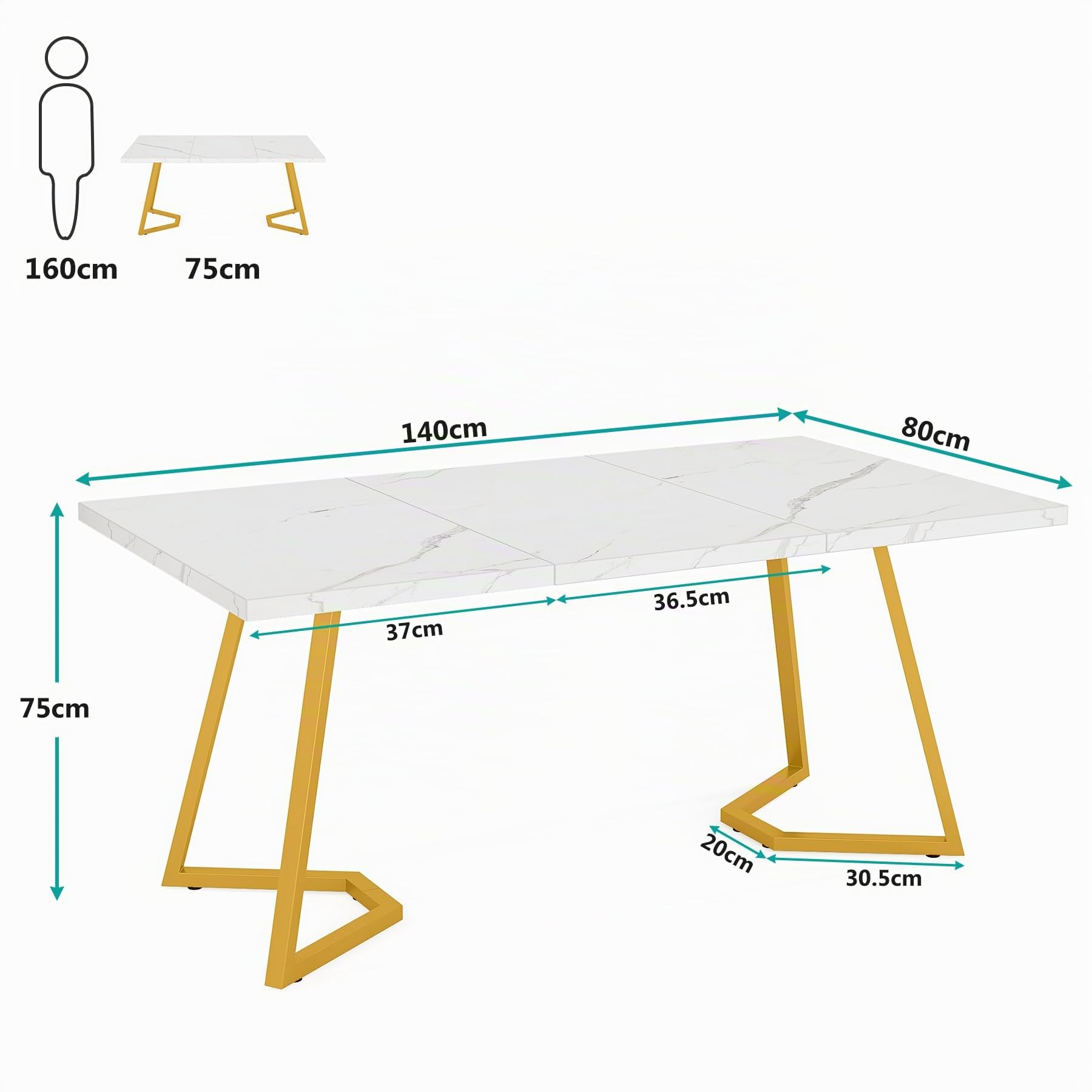 Tribesigns Scrivania per computer, 140 x 80 x 75 cm, tavolo da lavoro, tavolo da lavoro, tavolo da ufficio, scrivania per computer, tavolo da conferenze, per casa, ufficio, casa, scrivania, bianco e