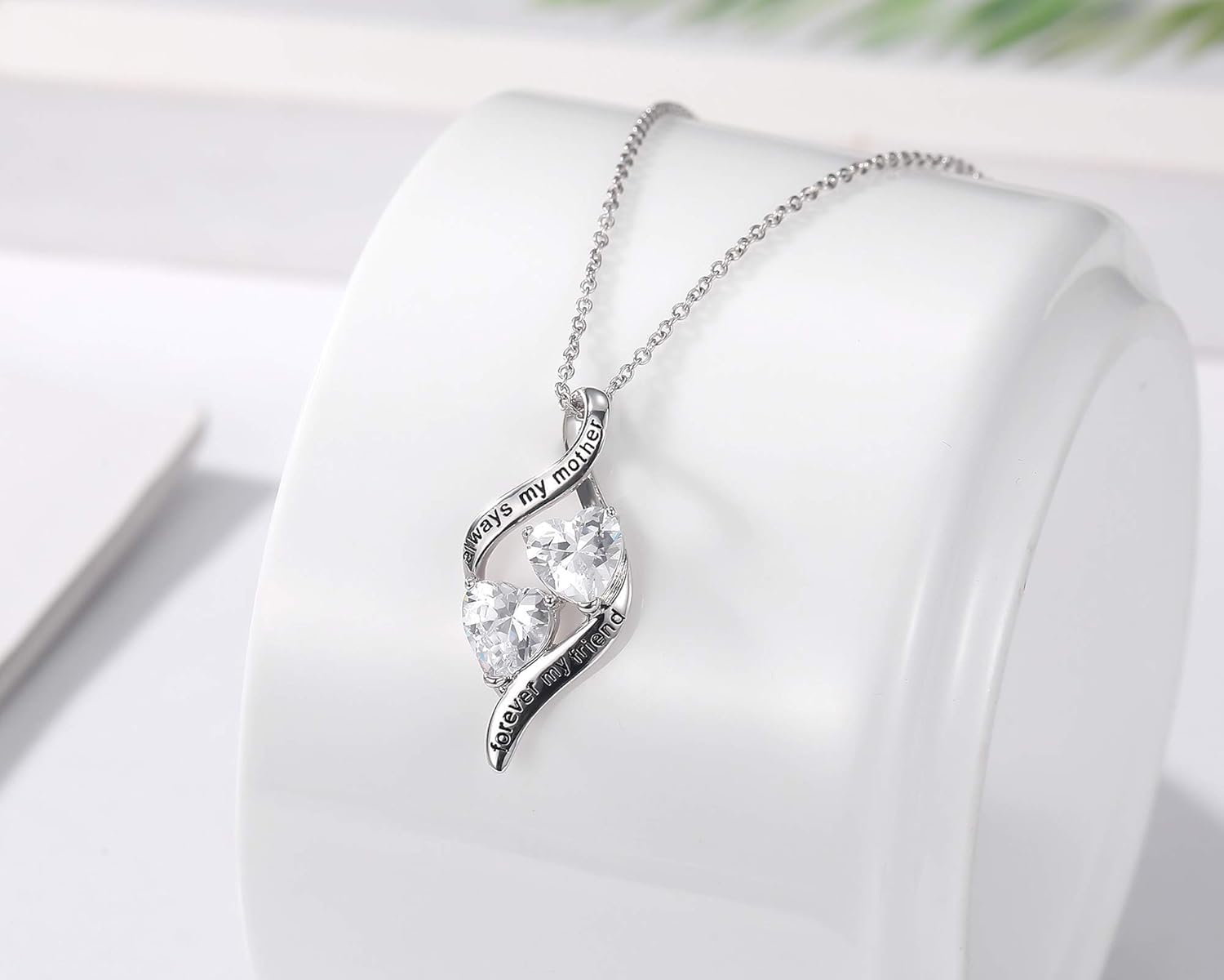 Gifts for Mom from Daughter & Son- Sterling Silver Heart Cubic Zirconia Pendant Necklace for sister/daughter/nana Mother's Day Birthday(with GiftBox) - Image 3