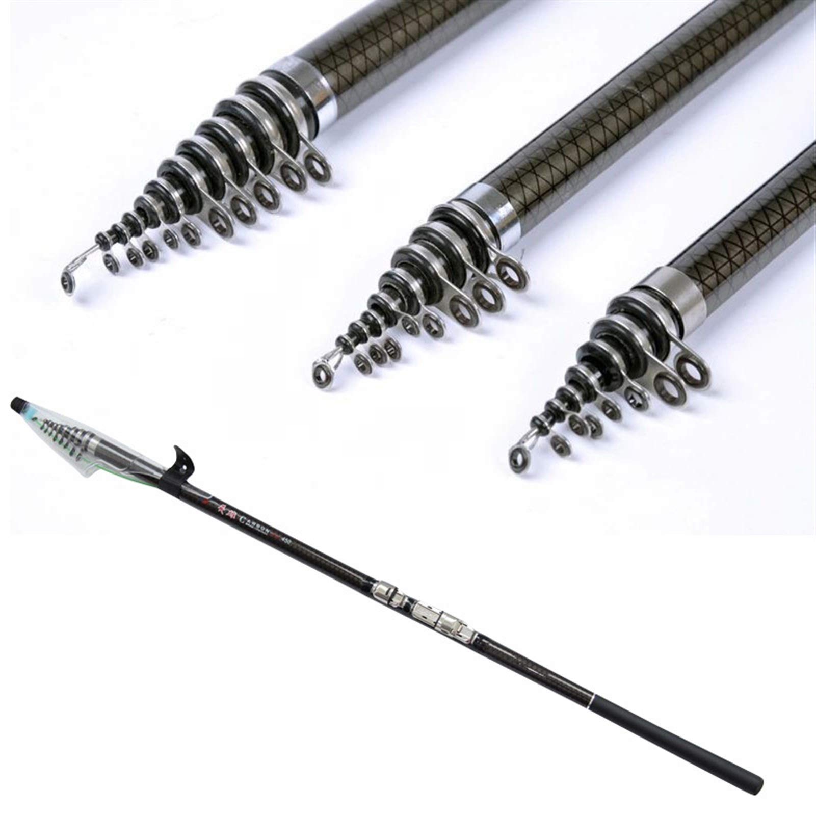 JXFY ALEXHAN Fishing Rod Telesfishing Rod Carbon Fiber 2.7/3.6/4.5/5.4/6.3M Travel Spinning Reel Fishing Poles/Black/6.3 M(4 M,Black)