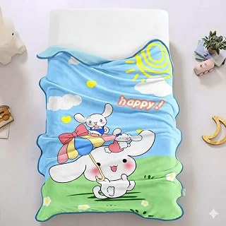 Super Soft Cartoon Baby Blanket 100x150 cm – Lightweight, Cozy Flannel for Toddlers (0–5 Years) with 4 Characters Stickers, Skin-Friendly All-Season AC Blanket for Boys & Girls (Green2)