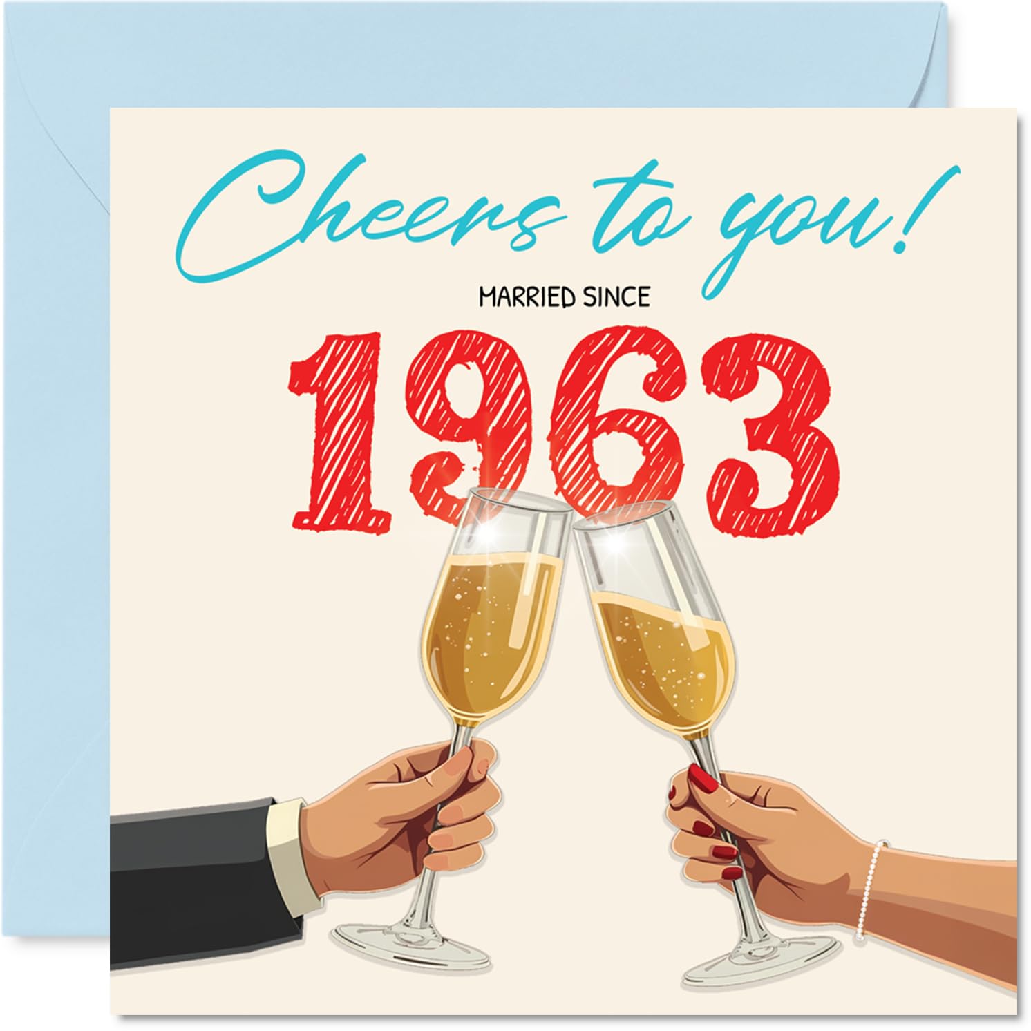 63rd Anniversary Card for Women Men - Cheers! Married Since 1963 - Happy 63 Year Anniversary Card for Partner Husband Wife Companion, 145mm Wedding Anniversaries Greeting Cards