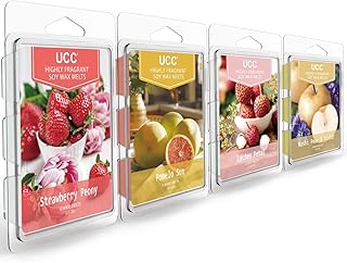 UCC Wax Melts with Strong Fragrance, Long Lasting Premium Plant Based Natural Soy Scented Melts Cubes, Wax Melts Tarts, Colored Wax Melt - 4 Pack