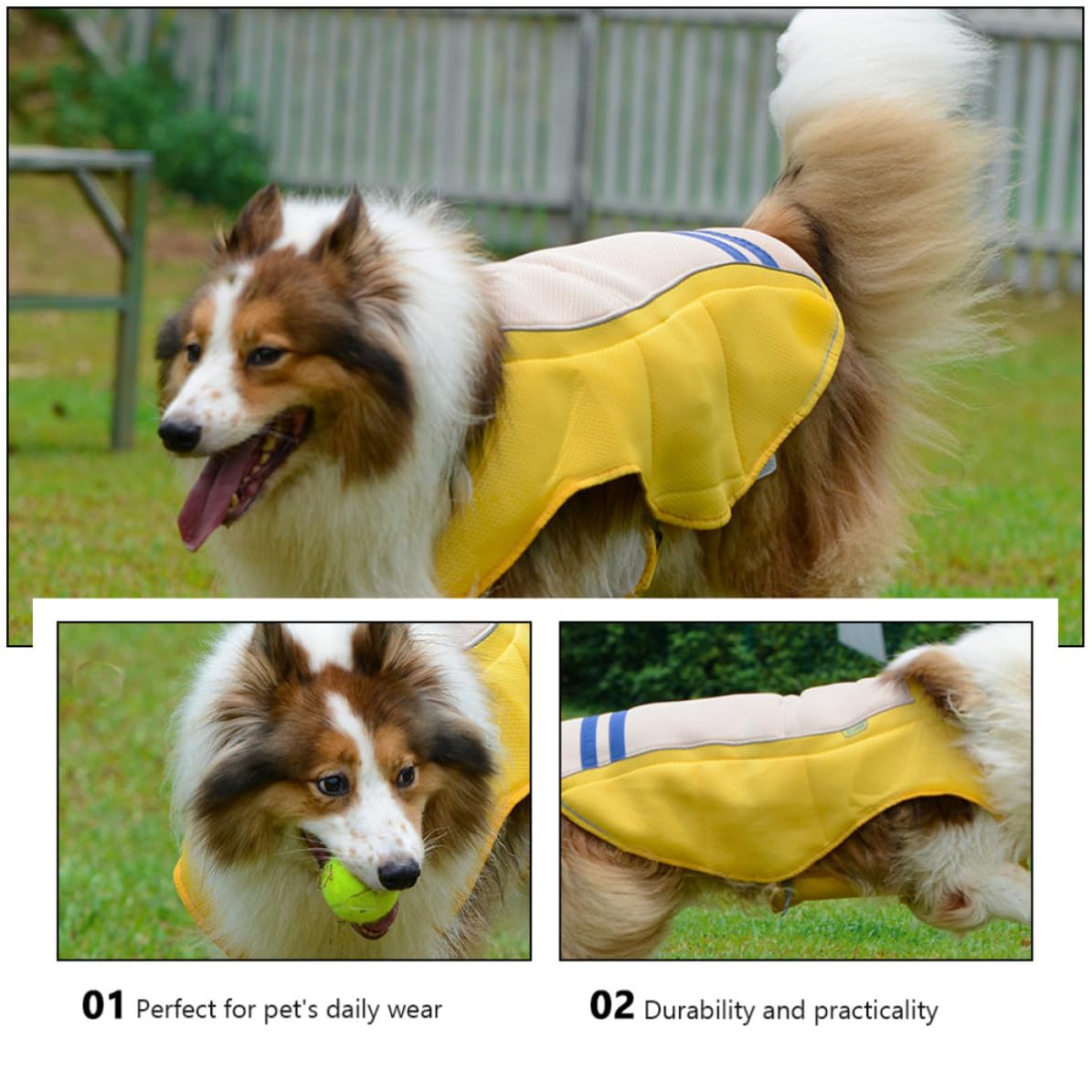 ibasenice Gilet Rafraîchissant Respirant Jaune pour Chien en Polyester et Prévenant Le Coup de Chaleur, Sorties Quotidiennes Fêtes du Week-End