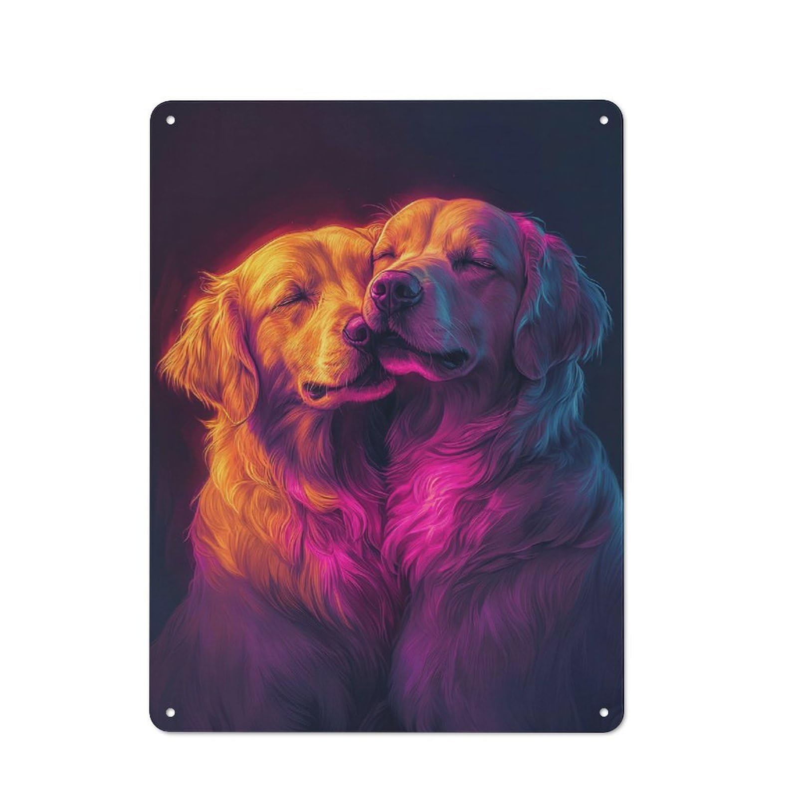Junmoney Golden Retriever Duo Metal Sign 40X30cm With For Workshop Wall, Vintage Decor, A Decorative Christmas Gift For Metal Sign Collectors