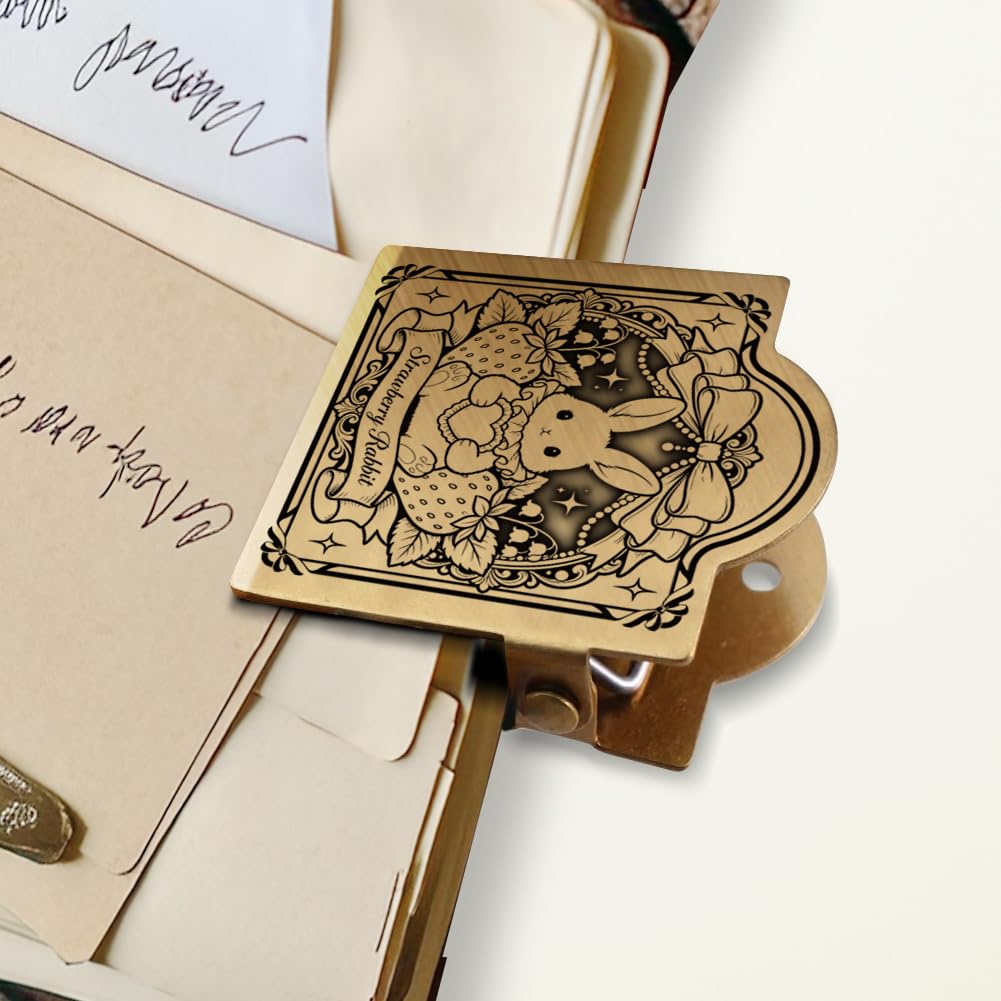 ANATTASOUL Cute Bunny Brass Travel Journal Clip for Notebook,Bookmark