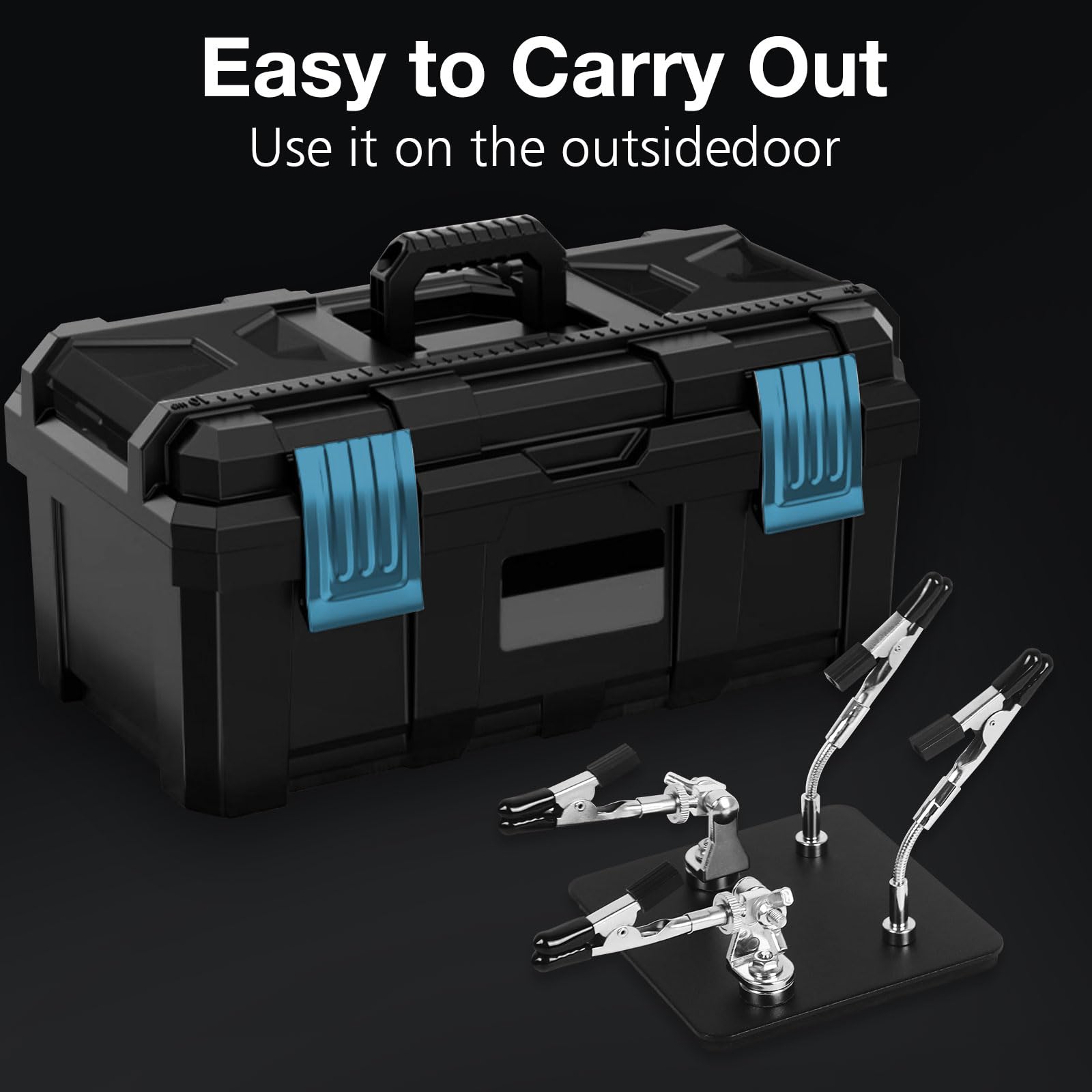 TOOLOUR Tercera Mano de Soldadura Compacta de 4 Brazos con Base Magnética, Soporte PCB Ajustable 360°, Helping Hands Portátil para Electrónica, Reparación de Automóviles y Montaje de Modelos