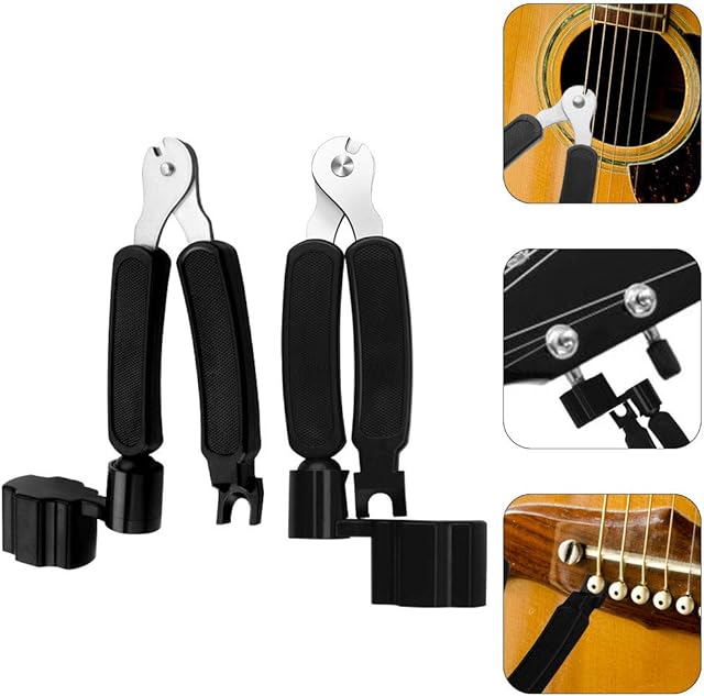 2 PCS Guitar String Winder, Guitar String Winder Cutter and Bridge Pin Puller 3 in 1 Guitar Repair Tool Guitar Maintenance Tool, Black