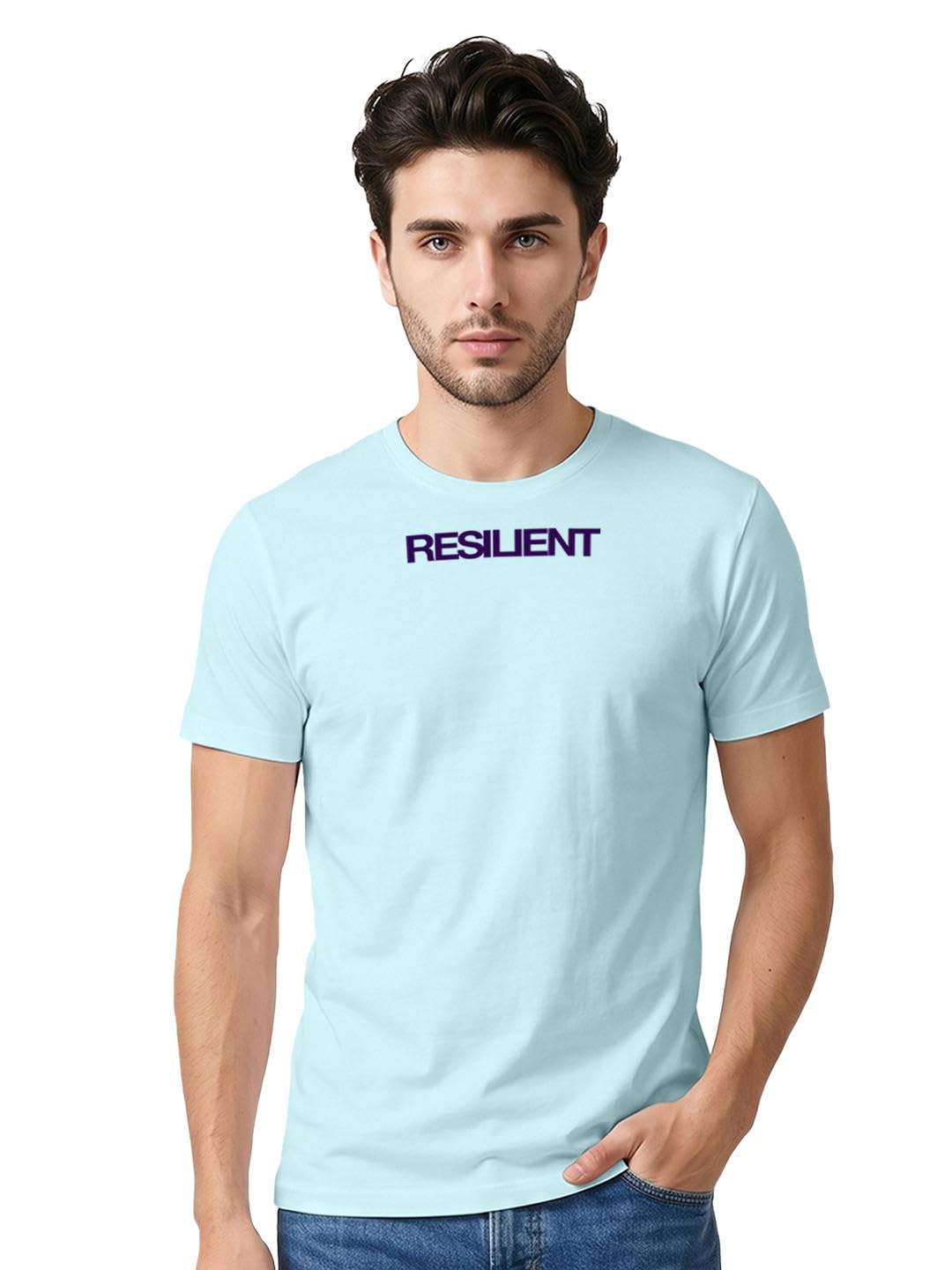 100% PIMA Cotton T Shirt for Man | Premium Men T-Shirts Regular Fit | Half Sleeve Round Neck Cotton Tshirt for Man | Mens Tees Made for Indian Climate | 10 Colours | Resilient Design-image-29