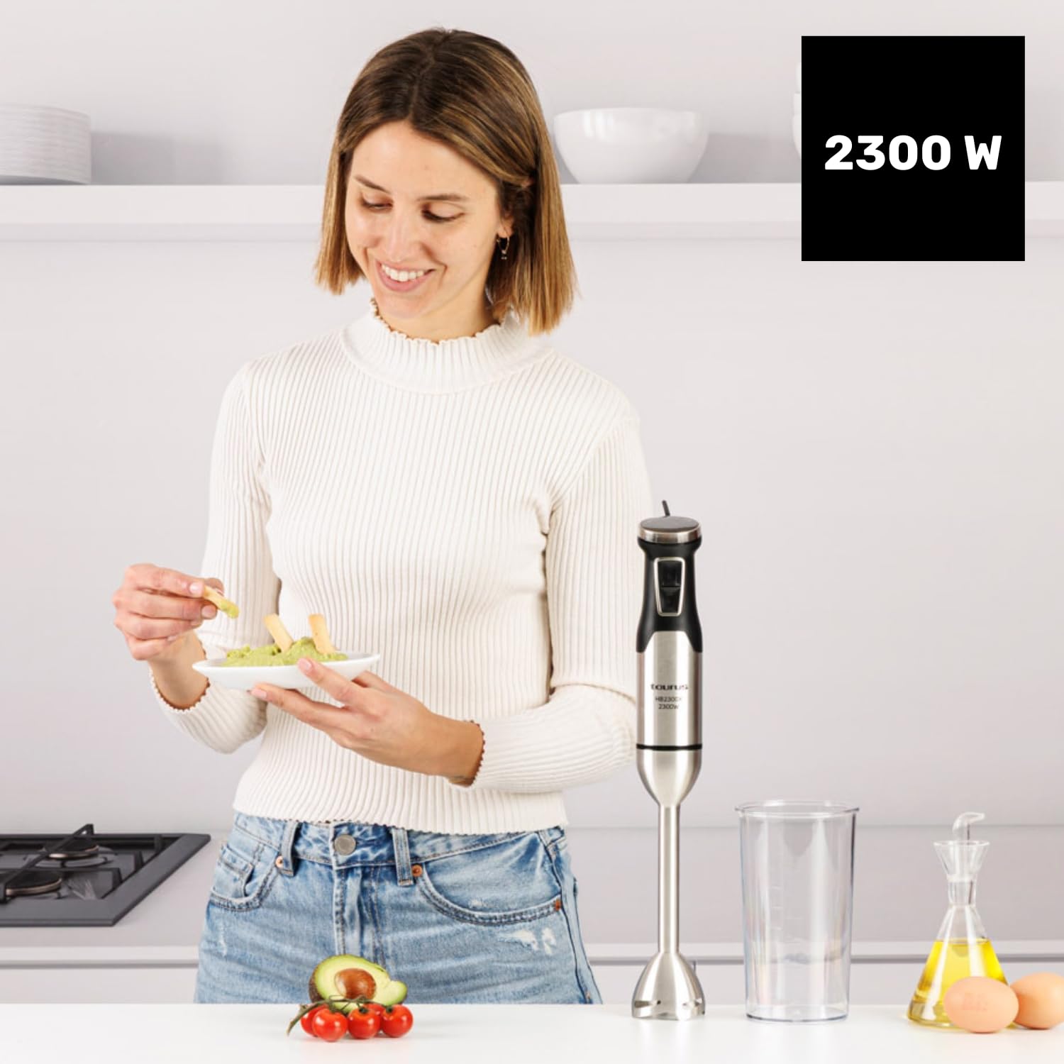 Taurus – Batidora de mano HB2300X | 2300 W | 4 Cuchillas Inox | Regulador de velocidad | Función Turbo | Diseño antisalpicaduras | Accesorio: vaso medidor 1 L - 2