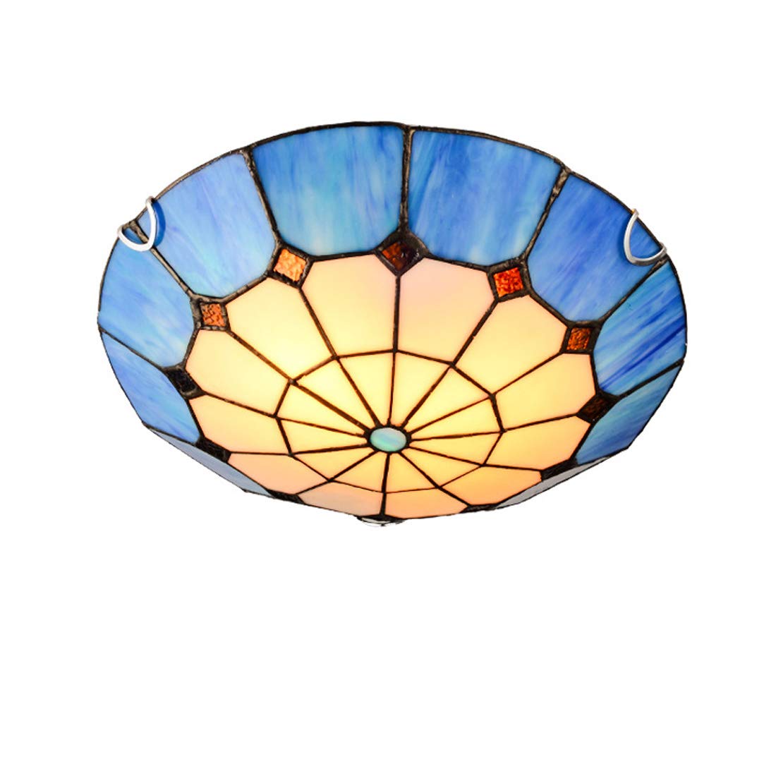 Tiffany Style Ceiling Lights Flush Mount, Vintage Stained Glass Hallway Ceiling Lamp, E27 Bulb Retro Round Shade Ceiling Lighting Fixtures for Bedroom Living Room,C,40cm