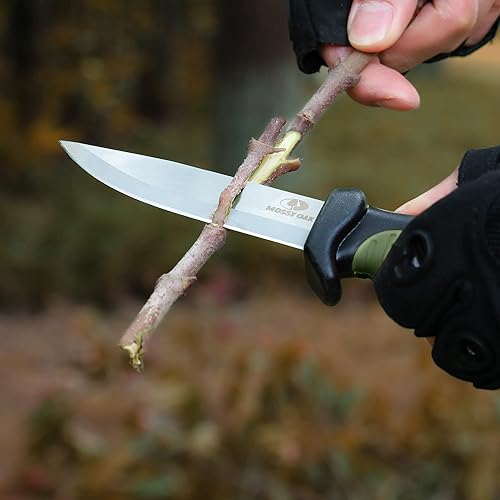 Miniatura 7 de Mossy Oak Cuchillo de hoja fija para exteriores con funda, hoja de punto de caída de acero inoxidable de 4 pulgadas, cuchillos al aire libre para