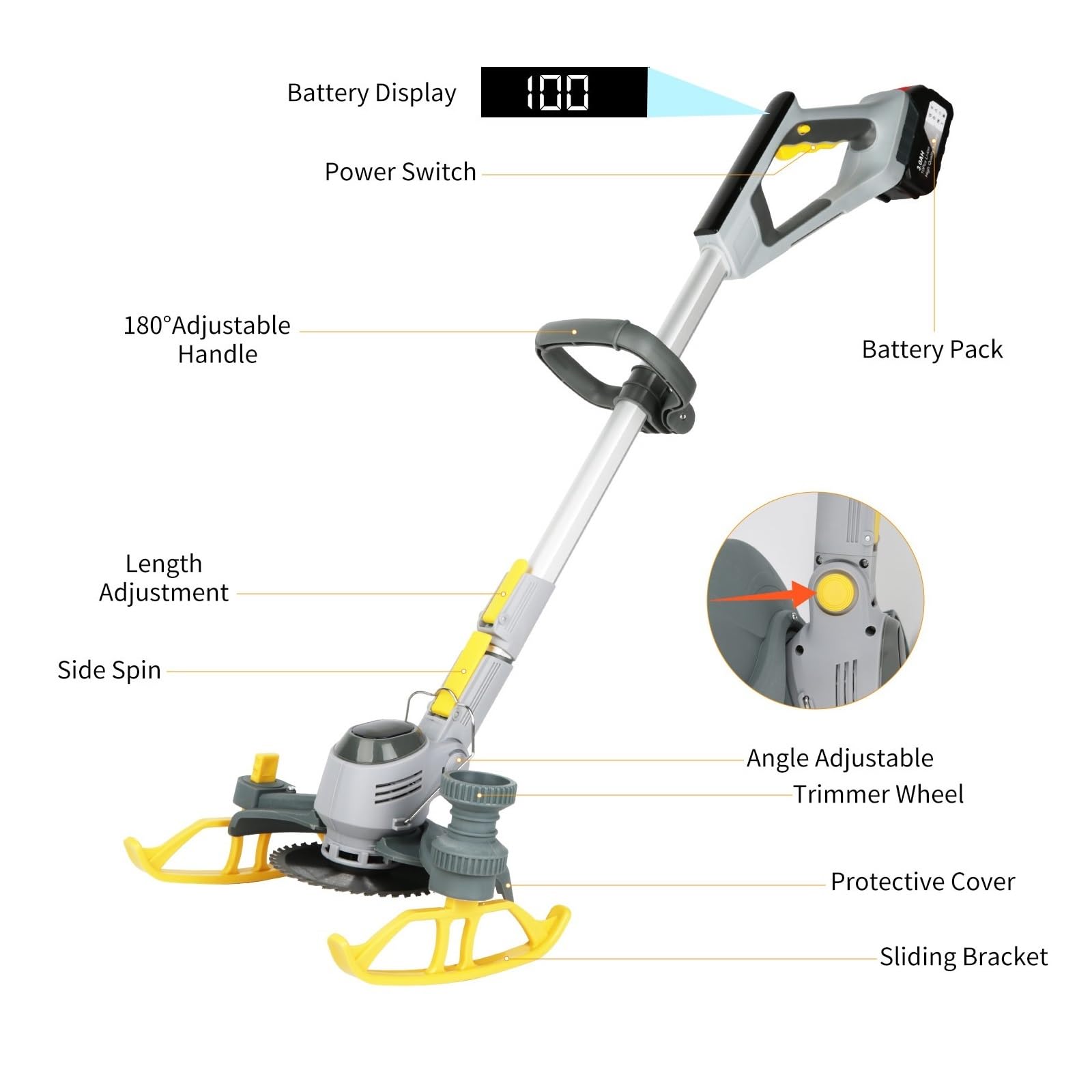 Akumulatorowa Podkaszarka Do Trawy, Krawędzi Kół, Kosiarka, Krzaków Z 18000 Obr./min, Elektryczna Do Prac ZwiąZanych Z Koszeniem W Ogrodzie(1 battery)