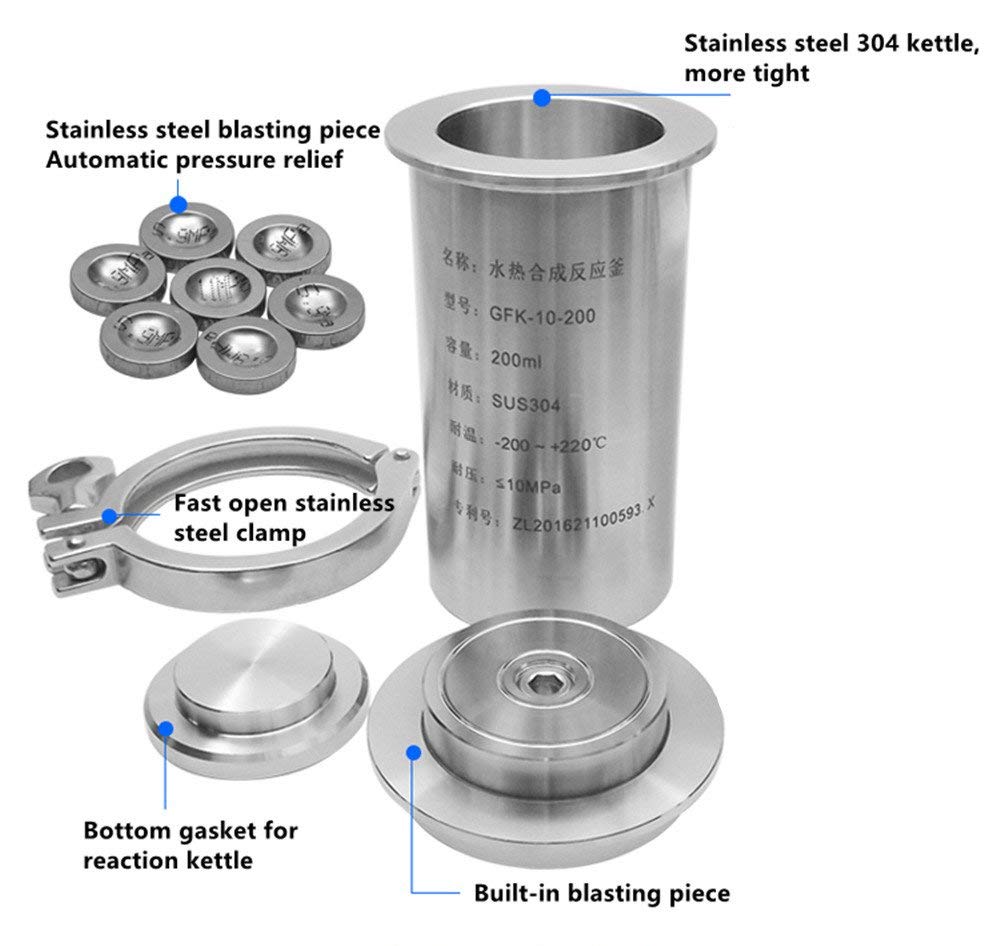 CGOLDENWALL 100ml reactor hidrotermal de la autoclave de la síntesis PPL alineó 10MPa 260 ℃ equipo de herramienta del laboratorio del tanque de alta presión del acero inoxidable