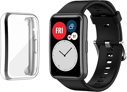Correa de repuesto con funda compatible con Huawei Watch Fit Smartwatch con cubierta protectora de pantalla todo incluido para hombres y mujeres