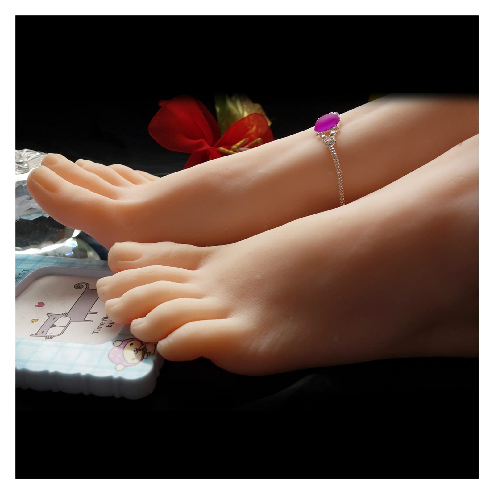 Mannequin pończochy Model Plastikowy Sztuka Silikonowa Kobieta Męski Fałszywy Nail Wyświetlacz Tarsel Bone Kostki Dummy Ludzki Biżuteria skarpetkowa do butów(Skin Toes bone,One pair of feet)