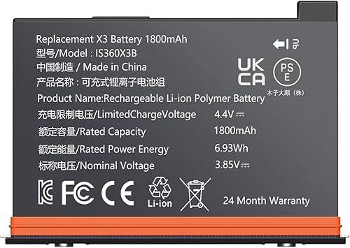Miniatura 2 de NBZZ Batería de repuesto compatible con Insta 360 X3 batería CINAQBTA 385V 1800mAh 693Wh Insta360x3 accesorios totalmente compatible con original