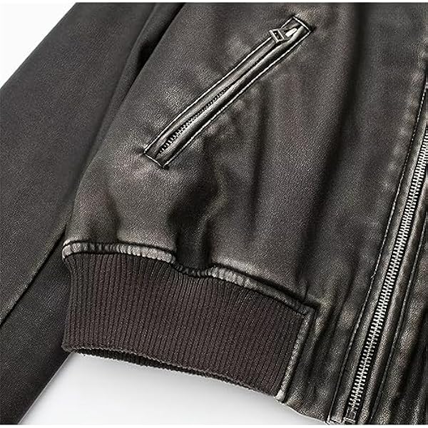 Adhdyuud Vrouwen Vintage PU Lederen Bijgesneden Jas Effen Rits Faux Leathers Jas Straat Korte Uitloper