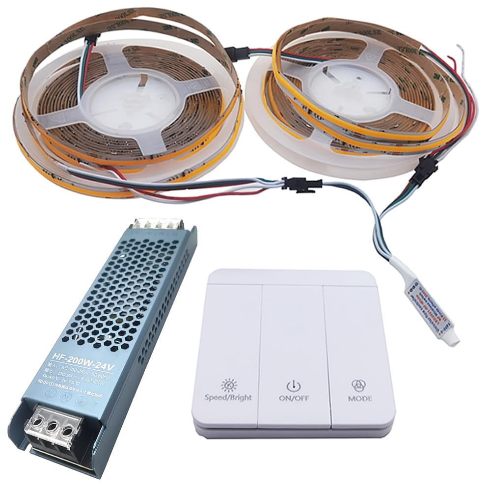 10M WS2811 COB correr agua corriendo carreras de caballos que fluyen, la tira de LED blanca natural luz píxeles banda DC24V 360LEDs/m rastrea con controlador RF 24V fuente de alimentación