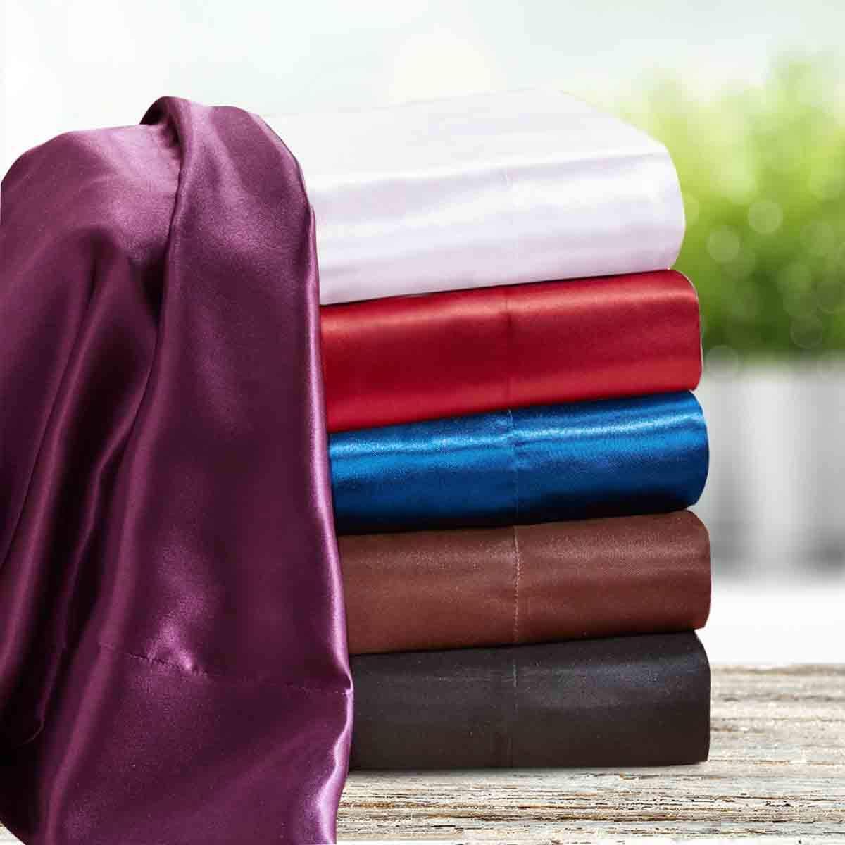 Flow's Linen Satin Silk Flat Sheet, Silk Flat Sheet, Premium Quality Satin Silk, Soft & Smooth, Twin Size, Black