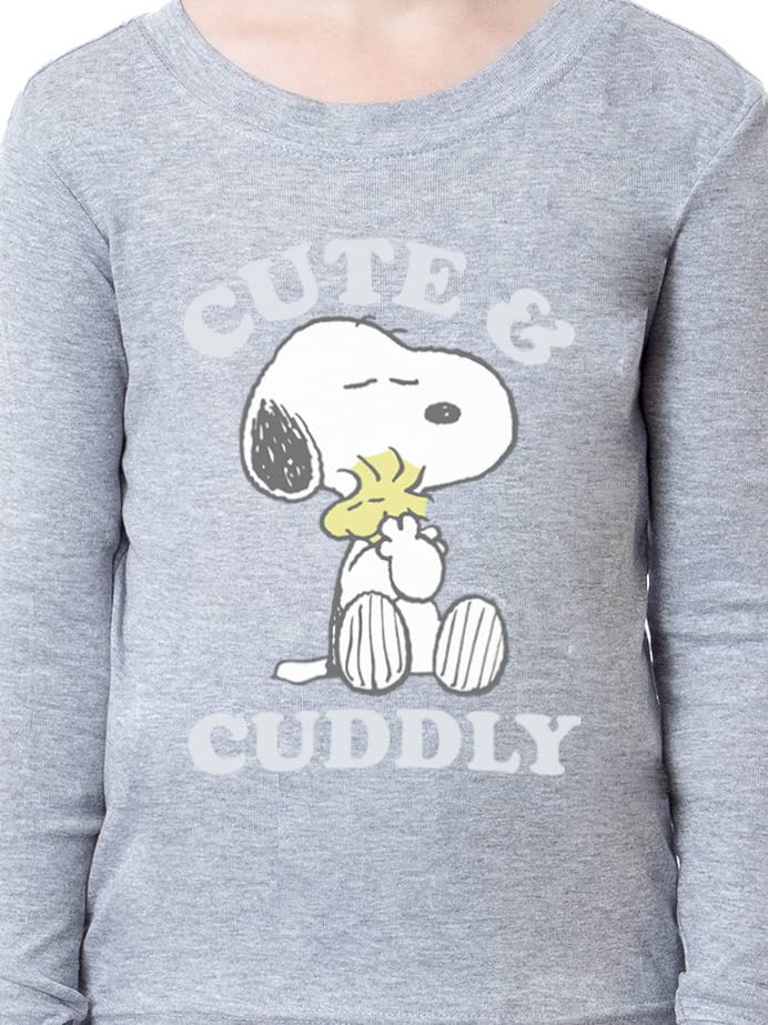 INTIMO Peanuts Girls' Child Unisex Snoopy Woodstock Cute & Cuddly Sleep Pajama Set3
