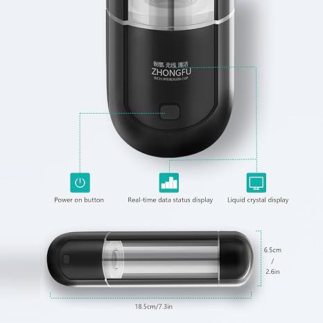 Hydrogen-Rich Water Cup, Portable Dual-use, Wireless Charging, LCD Display, Base Separation, regulating Water weak Alkaline, Applicable to Pure Water, Rapid Electrolysis Water.