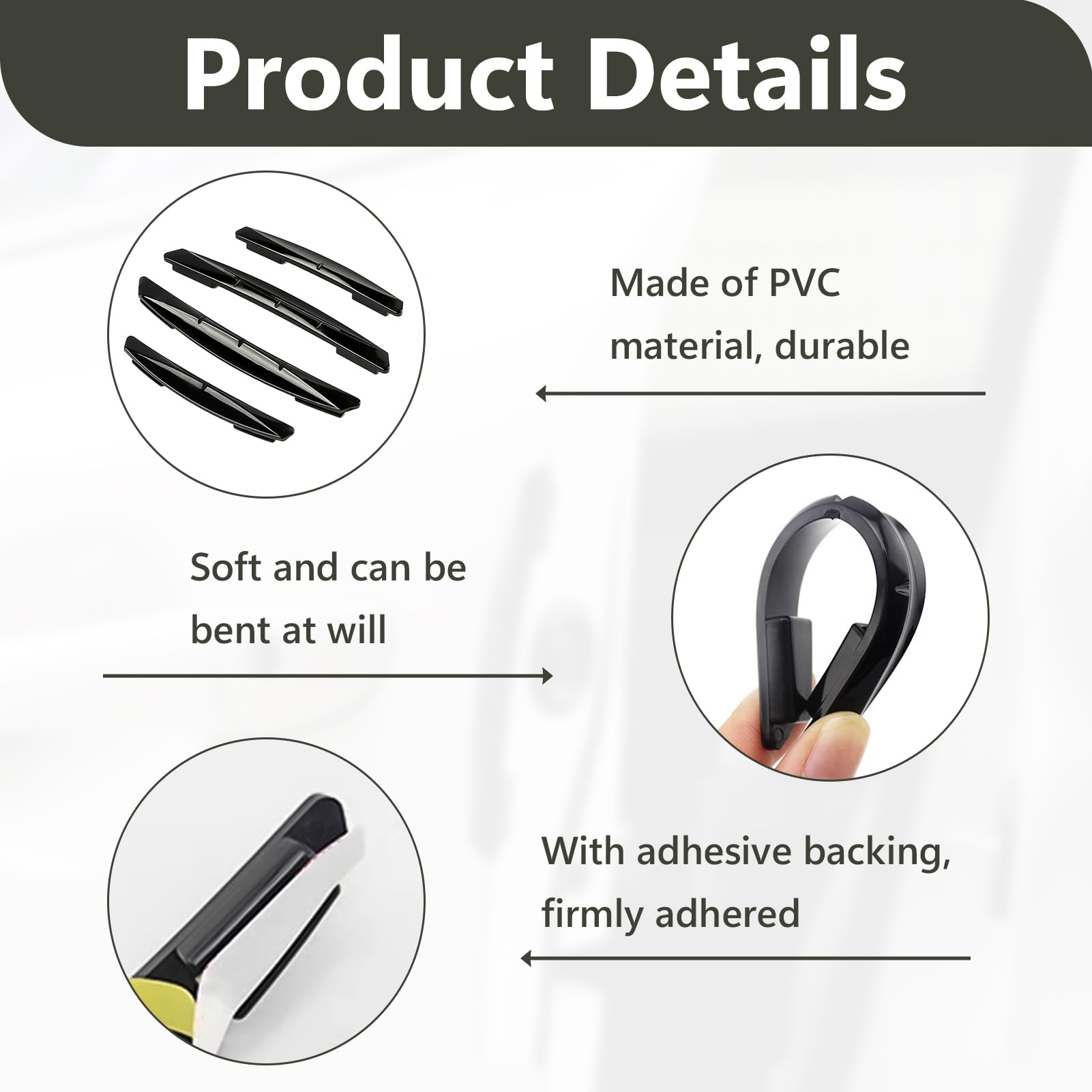 Bandes Protection Portières Voiture Pvc Anti-rayures Protections Portières Voiture SUpoetry - Lot 4 Bandes Anti-rayures Noir Bandes Anti-collision Porte Voiture 4 Pièces