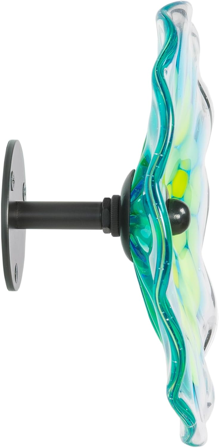 Dale Tiffany AW23013-D8 Hand Blown Flower Art Glass Wall Decor with Wall Mounting Bracket, Sprito, Multi-Color, 8-Inch Diameter